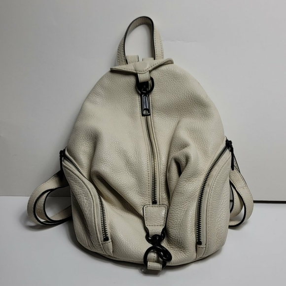 Rebecca Minkoff Handbags - Rebecca Minkoff Julian Gray Leather Medium Backpack Pebbled White Cream